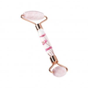 Double Rose Quartz Face Roller Massager 2in1