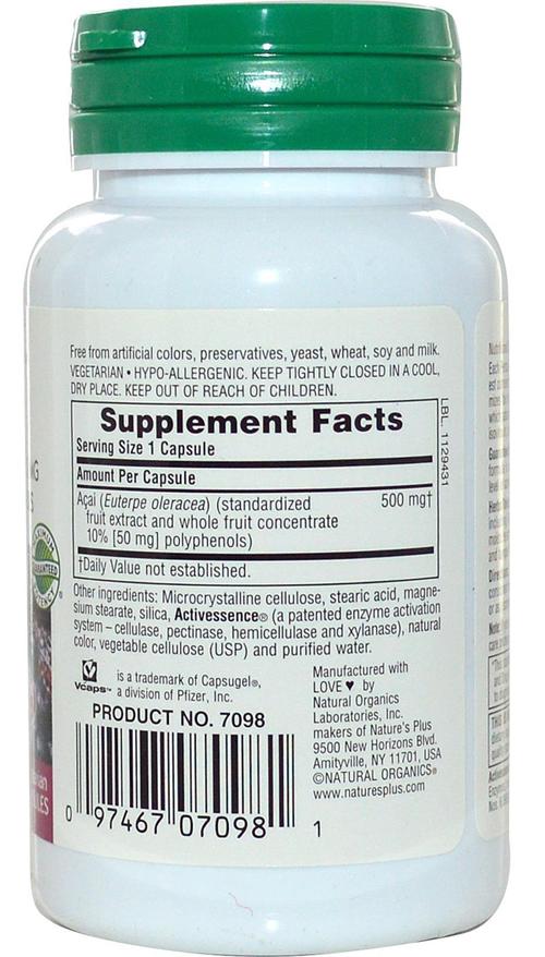 Nature's Plus - Acai 500 MG (60 Vegecaps) | Slimming Capsule Nature's Plus - Acai 500 MG (60 Vegecaps) | Slimming Capsule